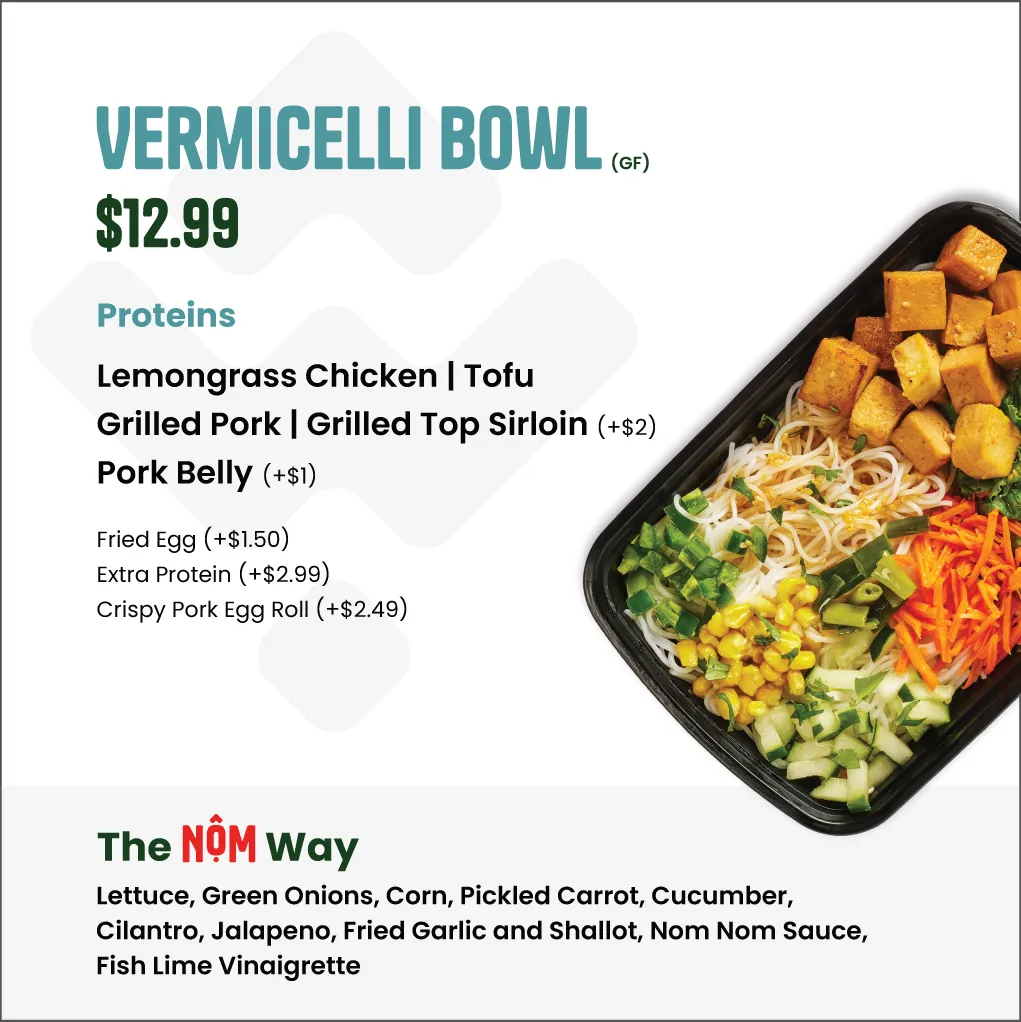 Vermicelli Bowl menu board