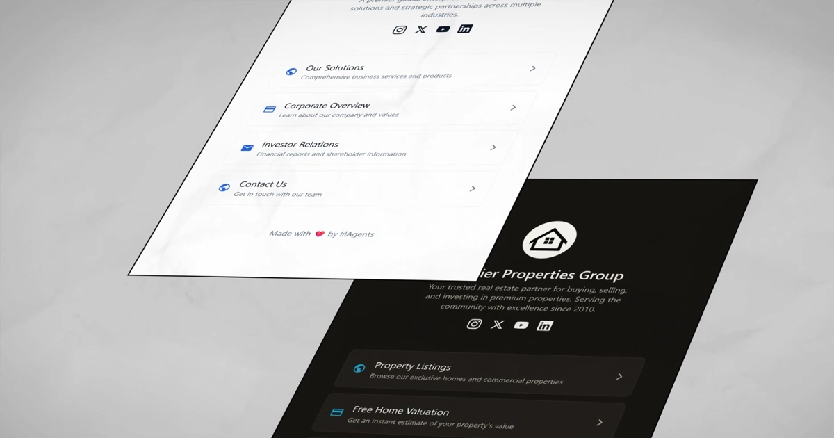 Link in bio examples, featuring lilHub.