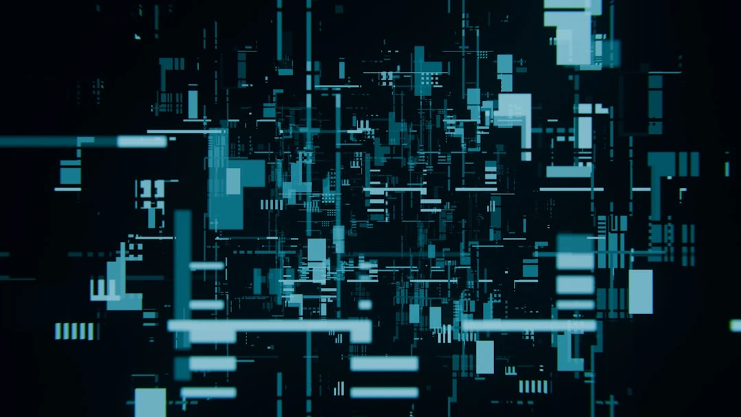 Matrix of blue and dark squares.