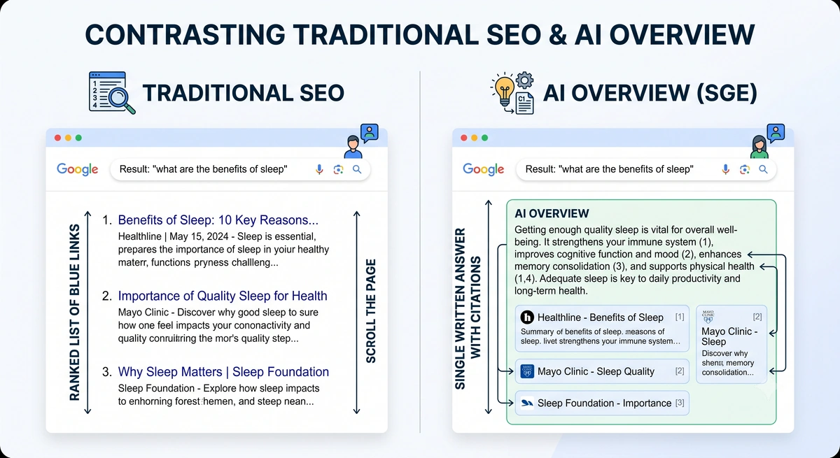 Traditional SEO vs AI Overviews