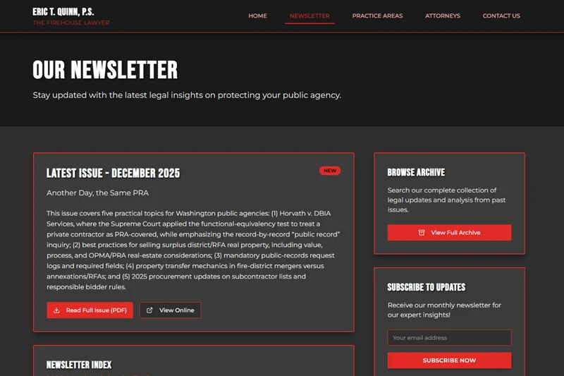 Legal website overhaul case study featuring custom CMS, newsletter automation, and AI-powered content organization