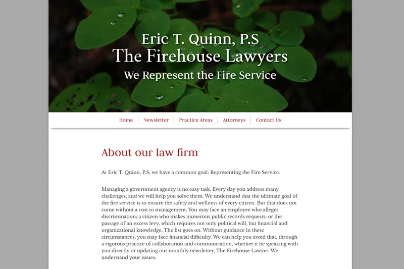 Previous Firehouse Lawyer site with dated layout and limited editorial control