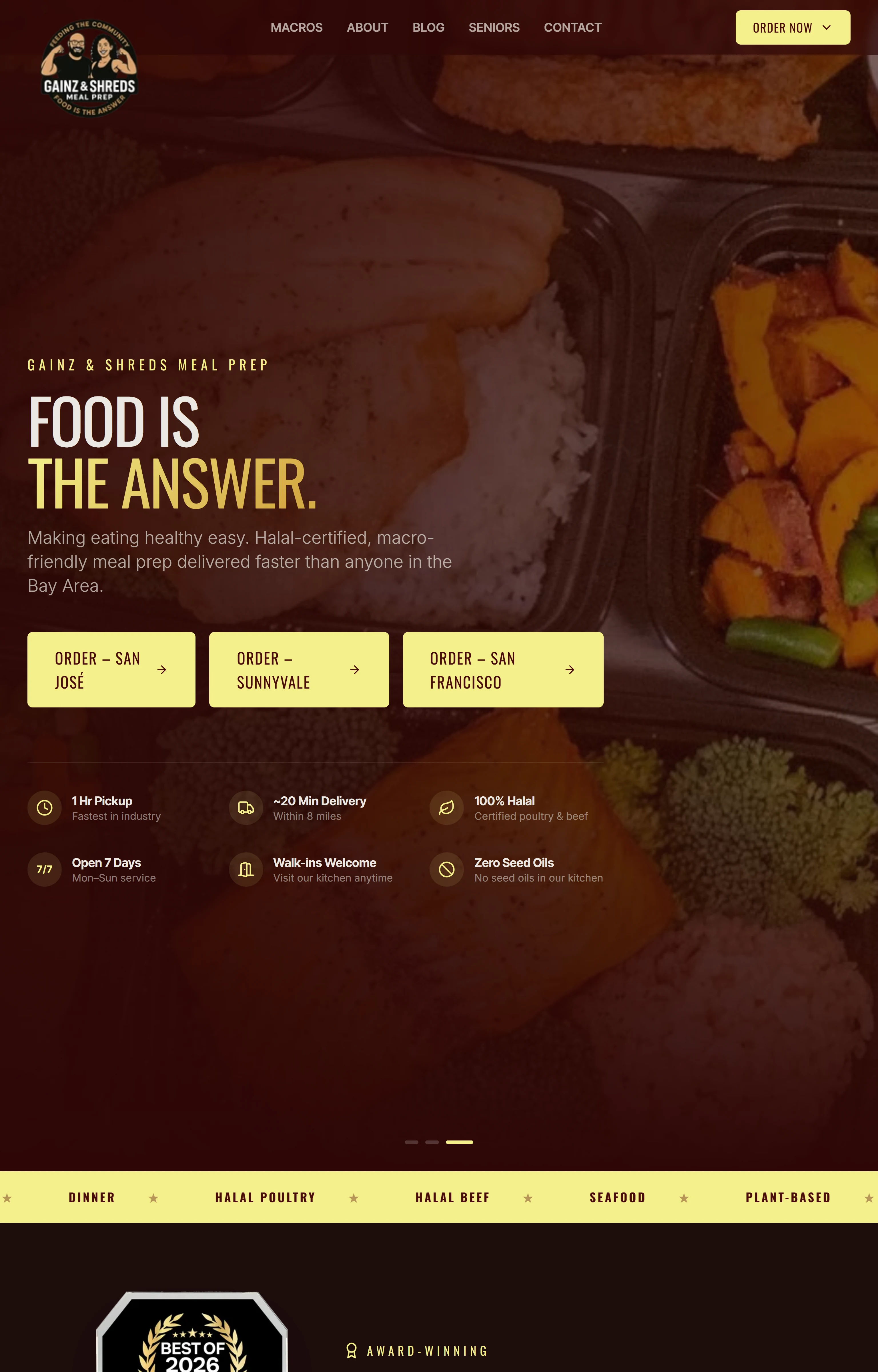 Gainz and Shreds Meal Prep website