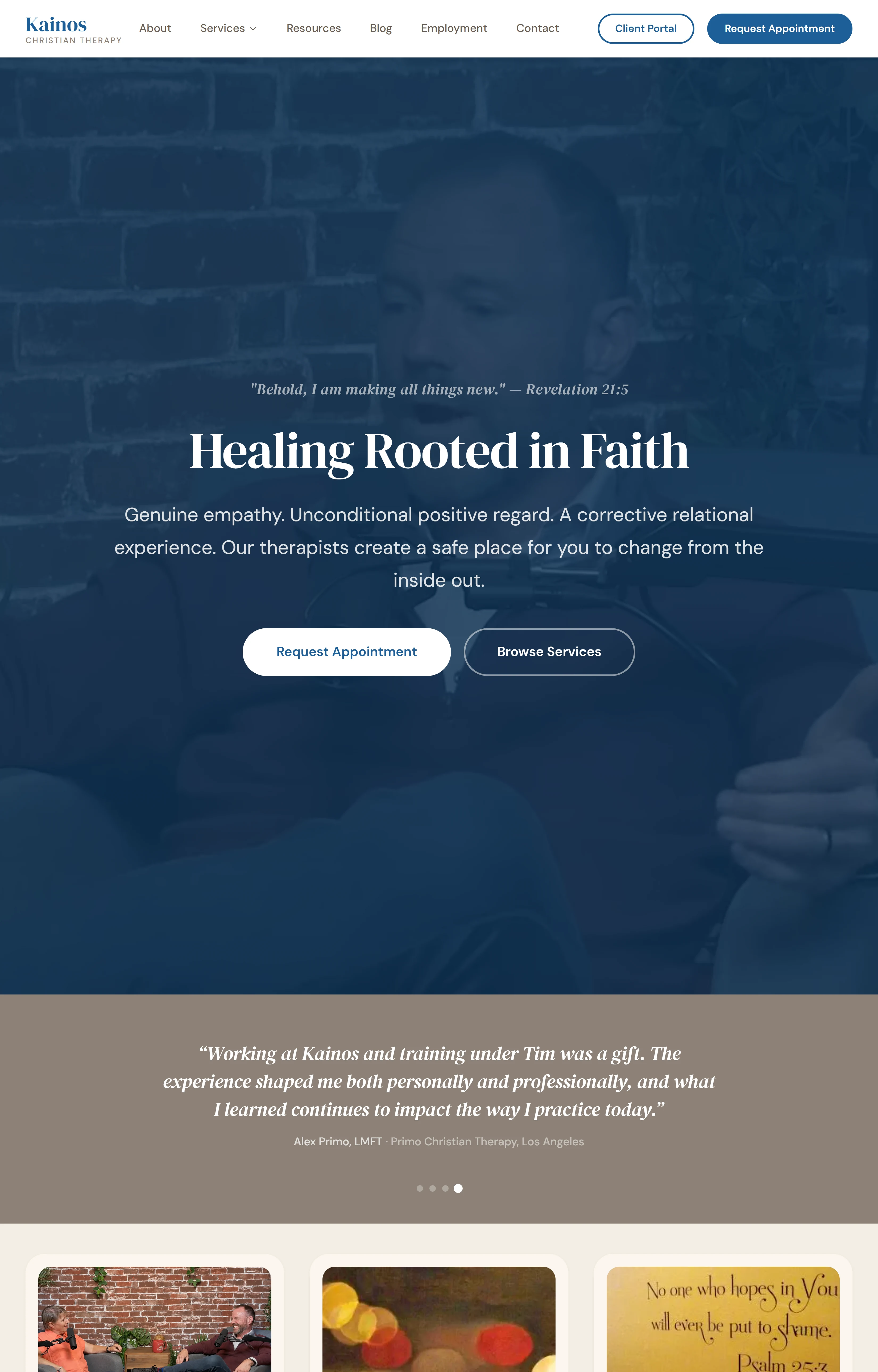 Kainos Christian Therapy website