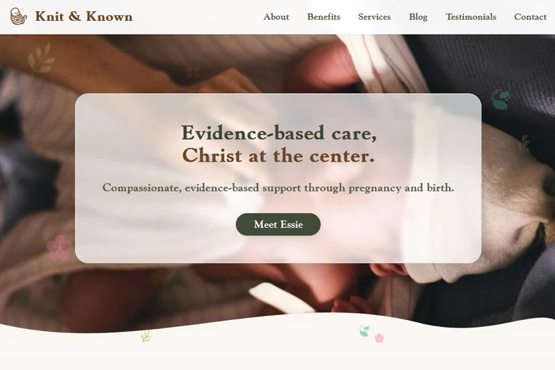 Doula service digital presence case study showing custom website with CMS and local SEO optimization