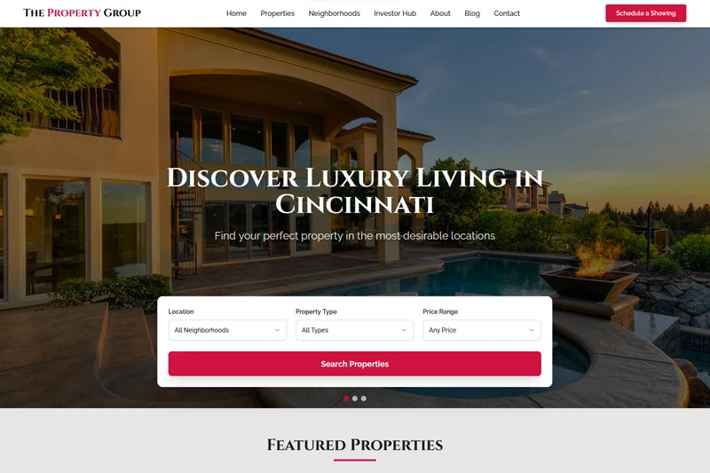 Modern real estate platform case study showing website redesign and CRM integration for Midwest realtor