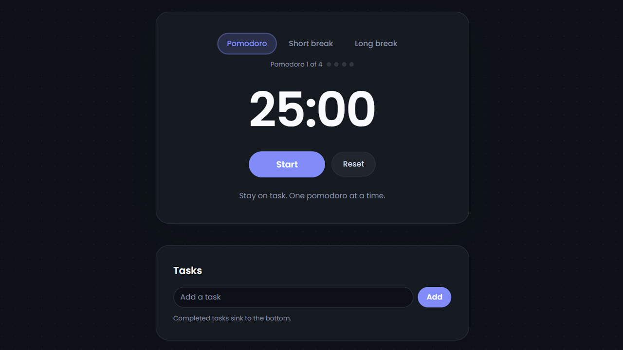 lilTomato pomodoro timer tool screenshot